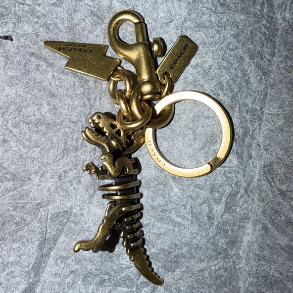 Coach Small Rexy 3D Skeleton Bag Charm Keychain in Brass NEW - Picture 6 of 16